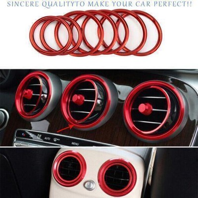 For Benz GLC 2016-2022 Red Alloy Console AC L&R Air Outlet Vent Outer Ring Trim
