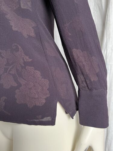 Vintage Silk Button Up Blouse Top Purple Floral Layered Whimsigoth Elegant 2/XS - Picture 8 of 24