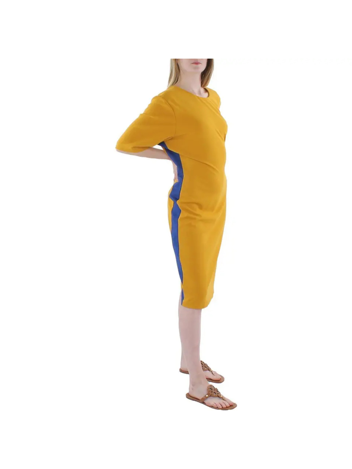 Женское золотистое платье-сорочка KASPER DRESS без подкладки с коротким рукавом выше колена XXL