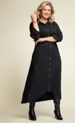 Size 22W PLUS Monroe and Main Black Dinner Party Church Ellarie Maxi Dress  | eBay
