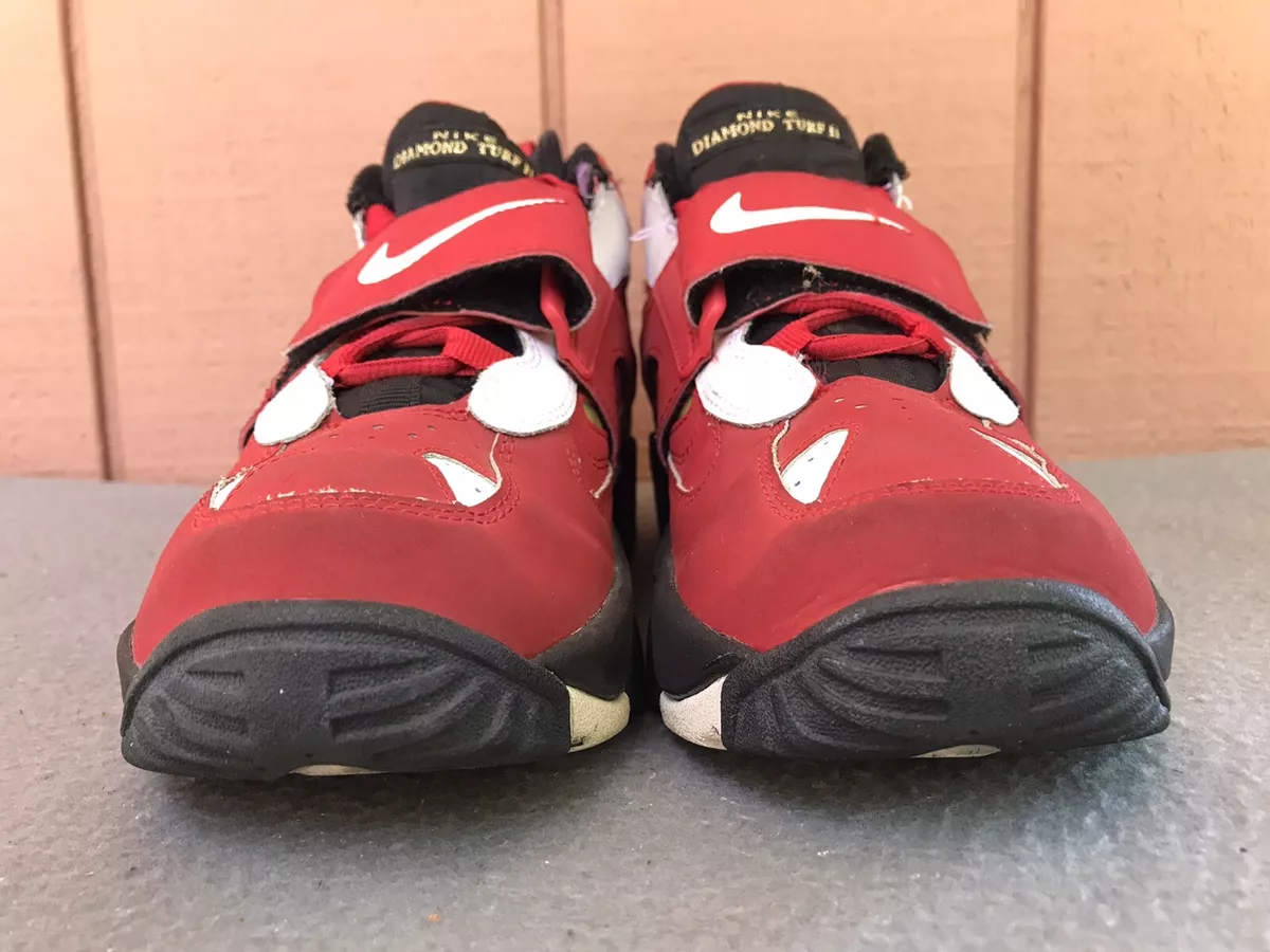 EUC Nike Air Diamond Turf 2 II Red Black US 7Y Prime Time Dion 488294 600 C6