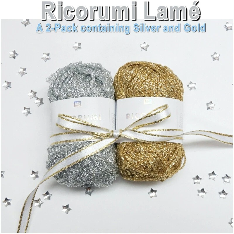 Rico RICORUMI DK Lamé Silver Gold Multi Irridescent Packs Crochet Yarn 10g Ball - Image 3 of 4