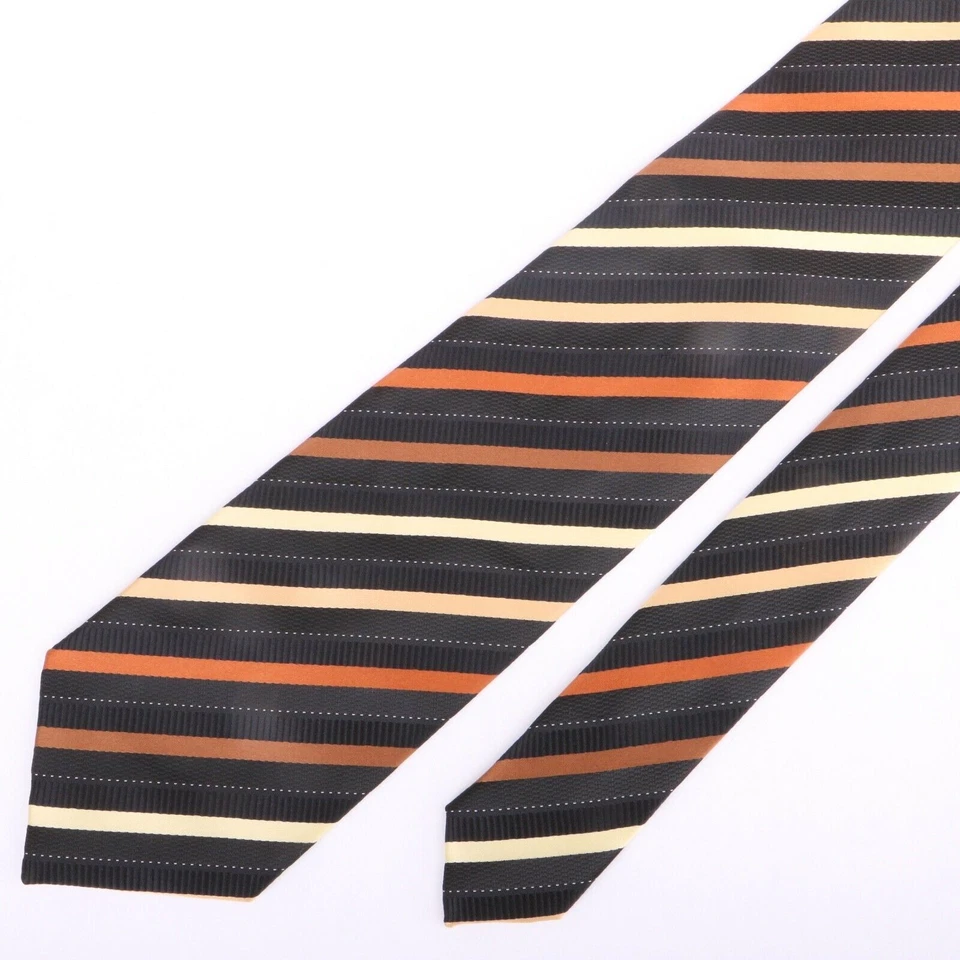 Corbata Giorgio Brutini Collezione negra naranja rayas diagonales poliéster Foto 2 de 4