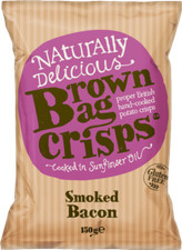 Brown Bag Crisps Smoked Bacon 150g - Pack of 6