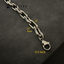 New 8mm Pure Titanium Chain Bracelet Men's Women Bracelet Anti Allergy 8.6 Inch