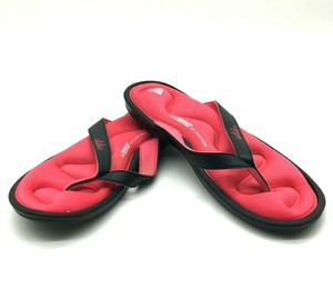 ADIDAS WOMENS Size 8 FIT FOAM MEMORY SOFT PADDED BLACK PINK FLIP FLOPS | eBay