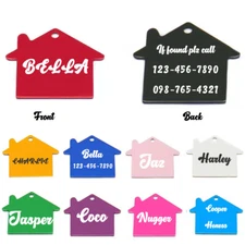Pawtographize Dogs Cats ID Tags Personalized Pet Tags 2sides Engraved Hous Shape