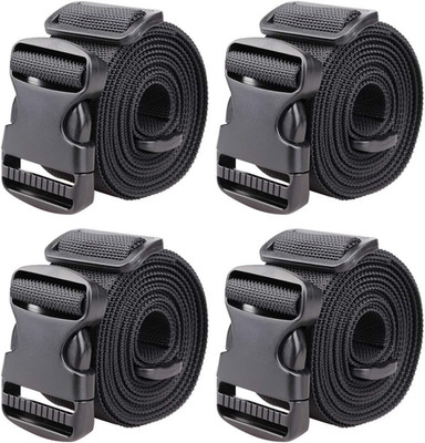 1.5'' Utility Straps with Buckle Adjustable, 4-Pack (Black, 9.5 Feet Long)