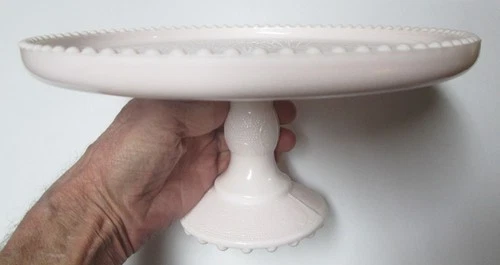 Vintage Jeannette Opaque Pink Milk Glass Cake Stand, Plate-NICE!-L@@K!