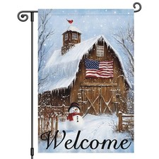 Welcome Winter House Garden Flag 12x18 Inch Double Sided Seasonal Snowman Gar...
