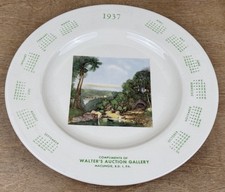 Vintage 1937 Advertising Calendar Plate Walters Art Auction Gallery Macungie PA