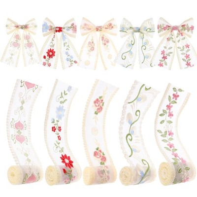Mesh Lace Trim Ribbon 5 * 2 Yards Yards Embroidery Floral Sewing Lace Trim Me...