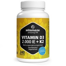Vitamin D3 K2 2000 IE mit MK7 >99% All 108 g (1er Pack), Gelb
