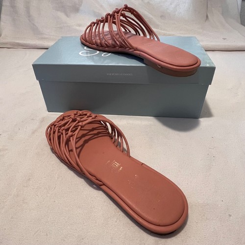 Seychelles-Lulus Size 9 Coral Leather Knotted Strap Slip-On Sandals Comfort - Picture 7 of 17