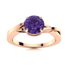 925 Silver Amethyst Stone Sister Promise Solitaire Crown Chakra Prong Ring