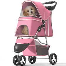 3-Wheel Pet Stroller Foldable Carrier for Small Medium Dogs Cats with Storage Ba