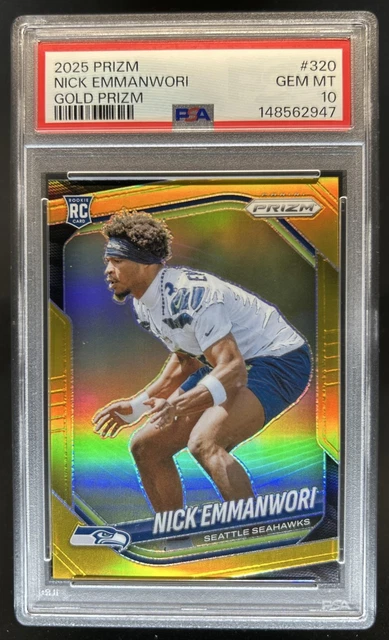 2025 Panini Prizm Nick Emmanwori RC Gold Rookie #/10 Seahawks PSA 10