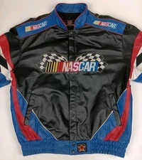 Nascar Leather Bomber Jacket XLarge USA Colors Chase Authentics JH Design