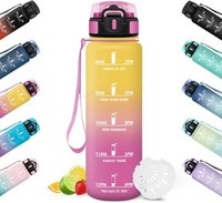Honeyholly Trinkflasche 1L, Zeitmarkierung, Wasserflasche, Auslaufsicher,