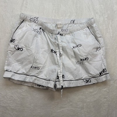 Printfresh Pajama Shorts Lounge Sleep Boxer XO Print White Womens L