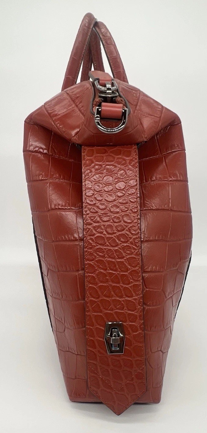 Authentic NWT Givenchy Antigona Soft Medium Croc-Embossed Leather Bag Paprika image 7