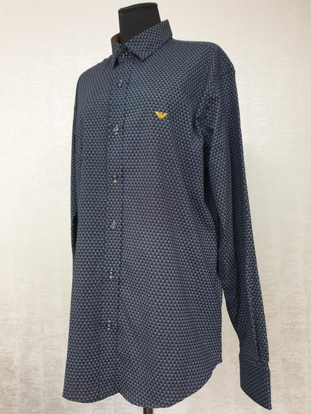 Men Emporio Armani Shirt Grey Cotton 42 / XL / 50