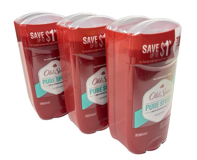 6 (3oz each) Old Spice Aluminum Free Deodorant High Endurance Pure Sport Scent