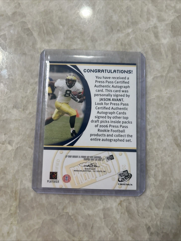2006 Press Pass - Jason Avant Rookie Auto Michigan Wolverines  - Image 4 of 4