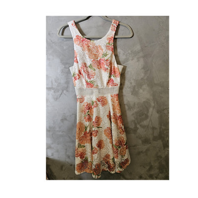 City Triangles White Floral Lace Fit & Flare Scoop Neck Dress Size M