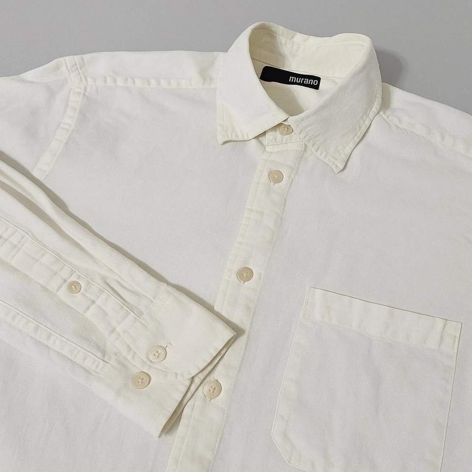 CAMISA SOCIAL MURANO TAMANHO M 100% LINHO EUROPEU FINO MANGA LONGA Marfim Médio - Imagem 2 de 4