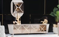 Wohnzimmer Kommoden Holz Low Board Regal Gold Neu 2Tlg Sideboard Regale Kommode