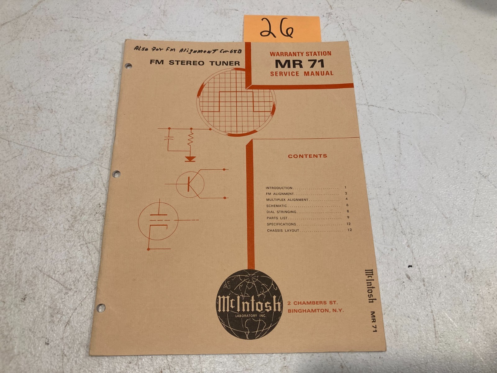 McIntosh MR-71 Service Manual Receiver Photocopy
