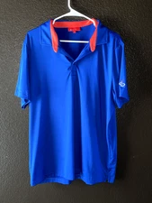 Redvanly Men’s XL Blue Golf Polo Shirt Red Trim Stretch Performance Athletic 88/