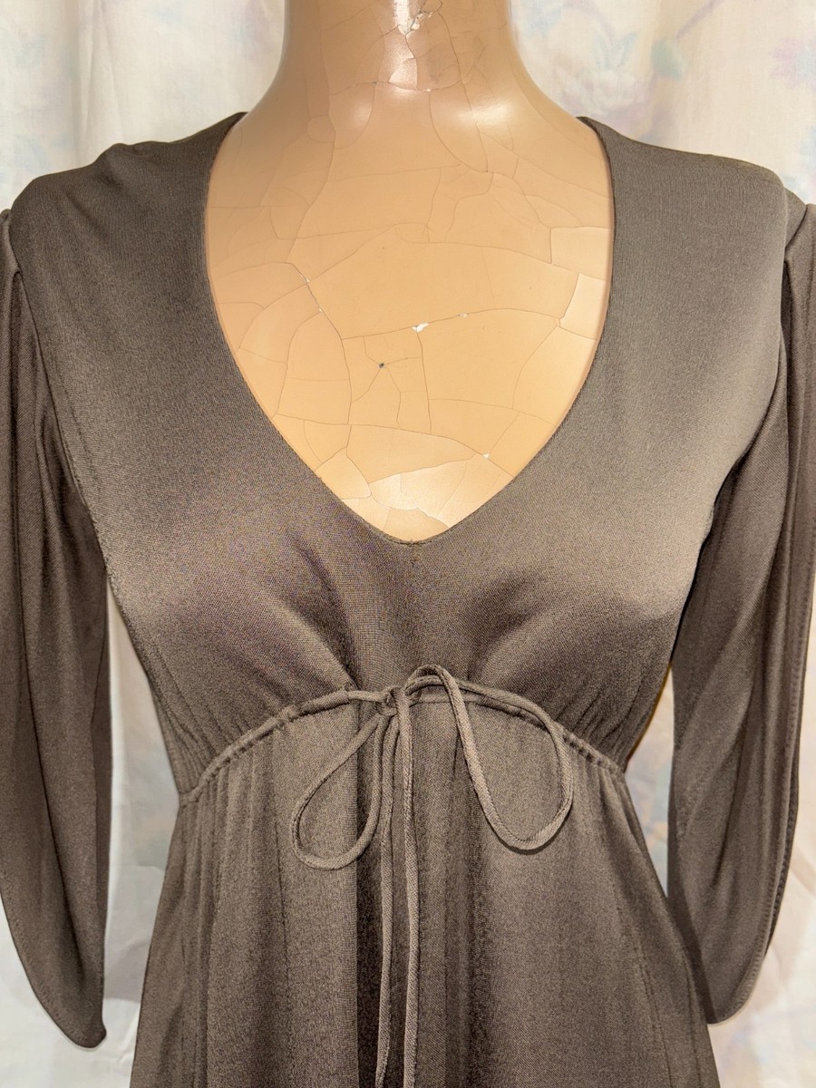 Vintage 1970s Designer Dress Morty Sussman Mollie Parnis Boutique Slit Sleeve View 2