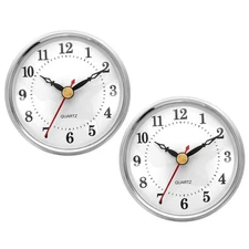 2Pcs 3.1" 80mm Quartz Arabic Clock Insert Fit 75mm/2.4" Silver/White Style 14