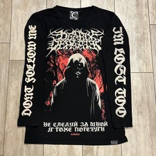 Killstar Black Dearly Departed Men  s Long Sleeve Hits Shirt- Sz L - Front  Back