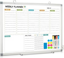 WALGLASS Weekly Dry Erase Calendar Whiteboard for Wall, 24" x 18" Double-Sided W
