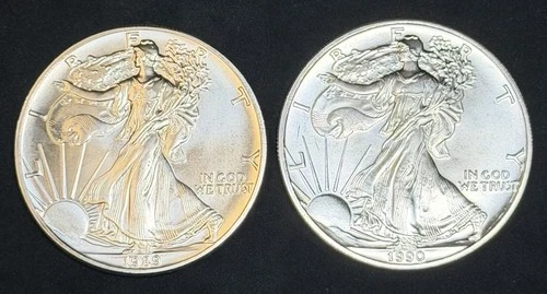 1989 & 1990 American Silver Eagles .999 Fine, No Reserve 2 Ounces Total #611