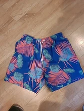 Boardies Pink, Green, Blue Palms Print Swim Trunks Shorts Mens Medium
