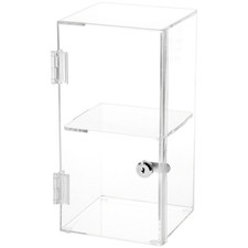Plymor Clear Acrylic Square Locking Display Case, 1 Shelf, 12" H x 6" W x 6" D