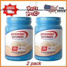 2 pack Premier Protein 100% Whey Protein Powder Vanilla Milkshake 30g Pro 23.3oz