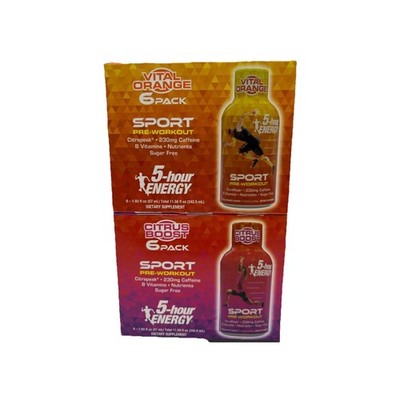 5-Hour Energy Shot 6 Pack Citrus Boost & Vital Orange  Lot Of 2 EXP 07/27