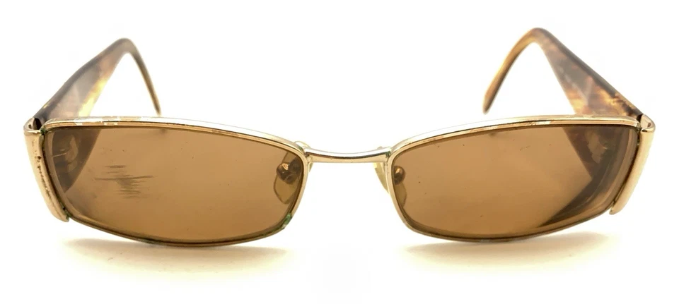 Versace MOD. 1143-B 1052 Marco de gafas rectangular dorado marrón 51-16 135 Italia Foto 2 de 4