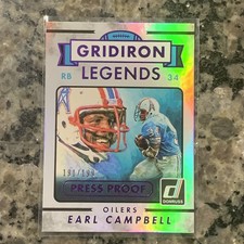 2015 Donruss Gridiron Legends Earl Campbell #293 Purple Press Proof /199 Oilers