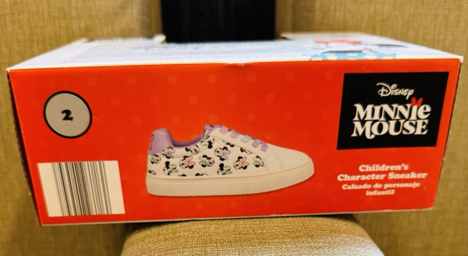 Nuevo Disney Minnie Mouse Niños Personaje Blanco Tenis Zapatos Talla 4 Arco Iris Foto 4 de 4