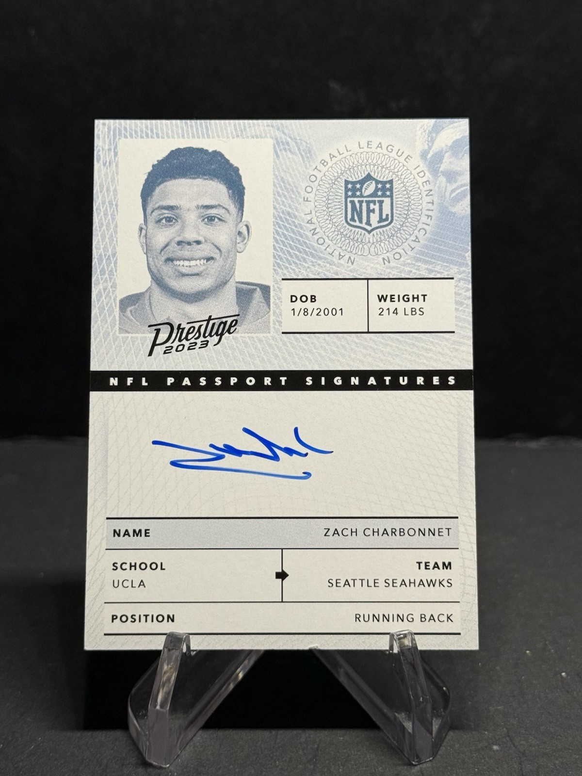 2023 Prestige Zach Charbonnet Passport Signatures Auto Rc #NPS-ZC