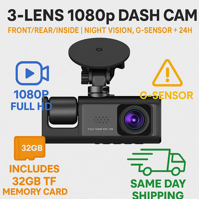 Dash Cam Auto Anteriore/Posteriore WiFi 1080P Con Scheda SD 64GB Inclusa - Visione Notturna, G-Sensor, Parcheggio