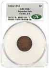 1894/1894 Indian Head Cent Repunched Date FS-301, S-1 CAC VG8