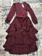 Steve Madden Bei Surplice Neck Asymmetric Midi Dress Wine Size: XS NWT
