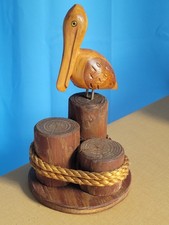 Hand Carved Hand Made Pelican Nov. 30 !983 Made In The USA Wood(3210Tote20)
